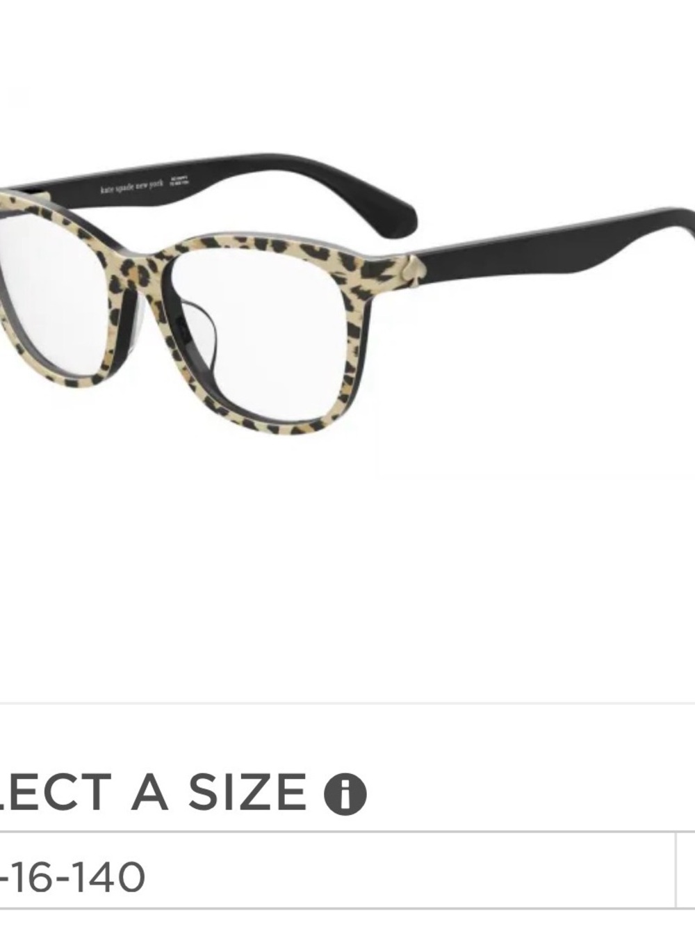 kate spade Leopard-Pattern Cat-Eye Glasses in Black and Beige *nwt